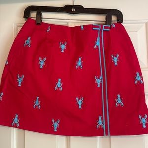 NWT Lilly Pulitzer red and blue lobster embroidered skort size 4